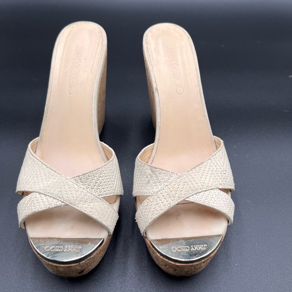 Jimmy Choo Wedge Slide Platform Sandals - Picture 2 of 9
